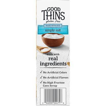 Good Thins Simply Salt Rice Snacks Gluten Free Crackers for Streamlined Pantry, Simply Salted Versatile Everyday Cracker
