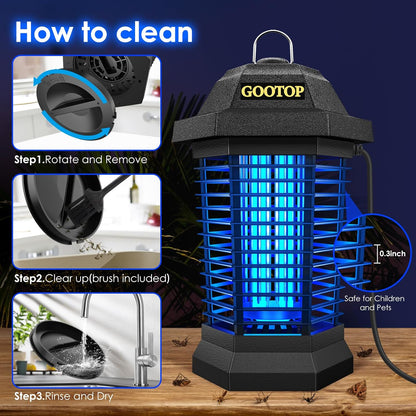GOOTOP Bug Zapper Outdoor – Allergen-Friendly Insect Control, No Spray Residue Fly Trap for Sensitive Households