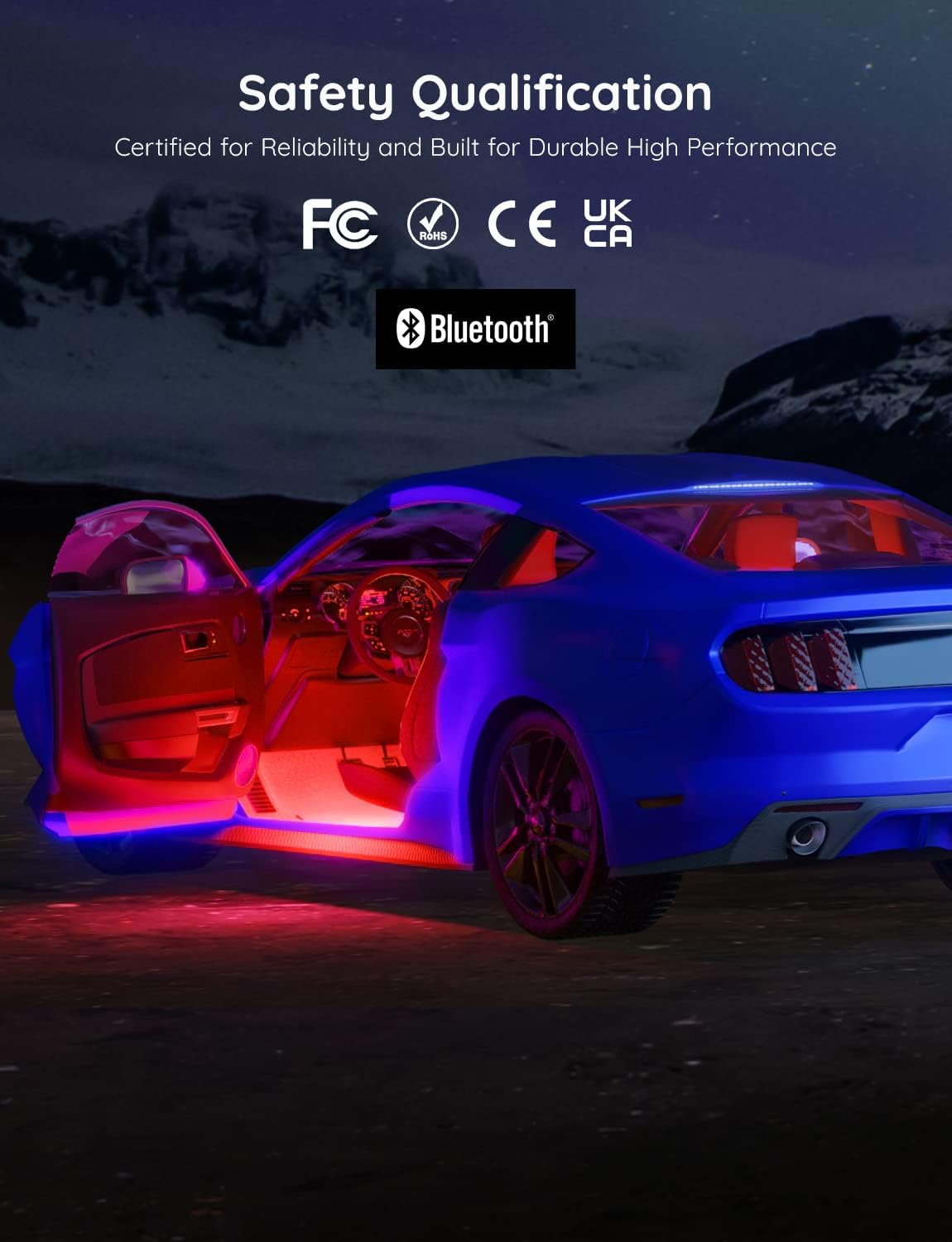 Govee Car LED Strip Lights – Family Safe RGBIC Car Interior Light, No Heat and Easy App Control