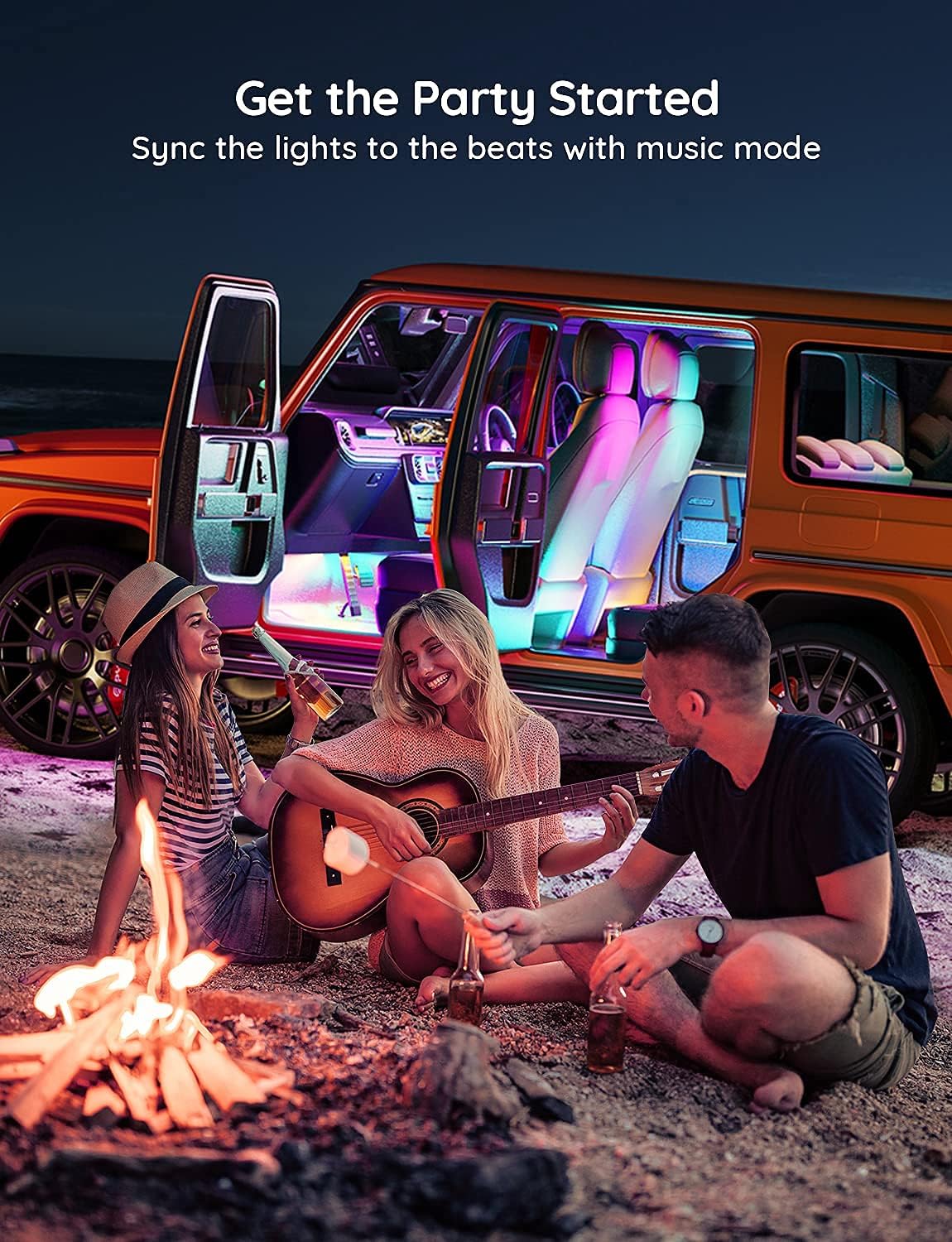 Govee Car LED Strip Lights – Family Safe RGBIC Car Interior Light, No Heat and Easy App Control