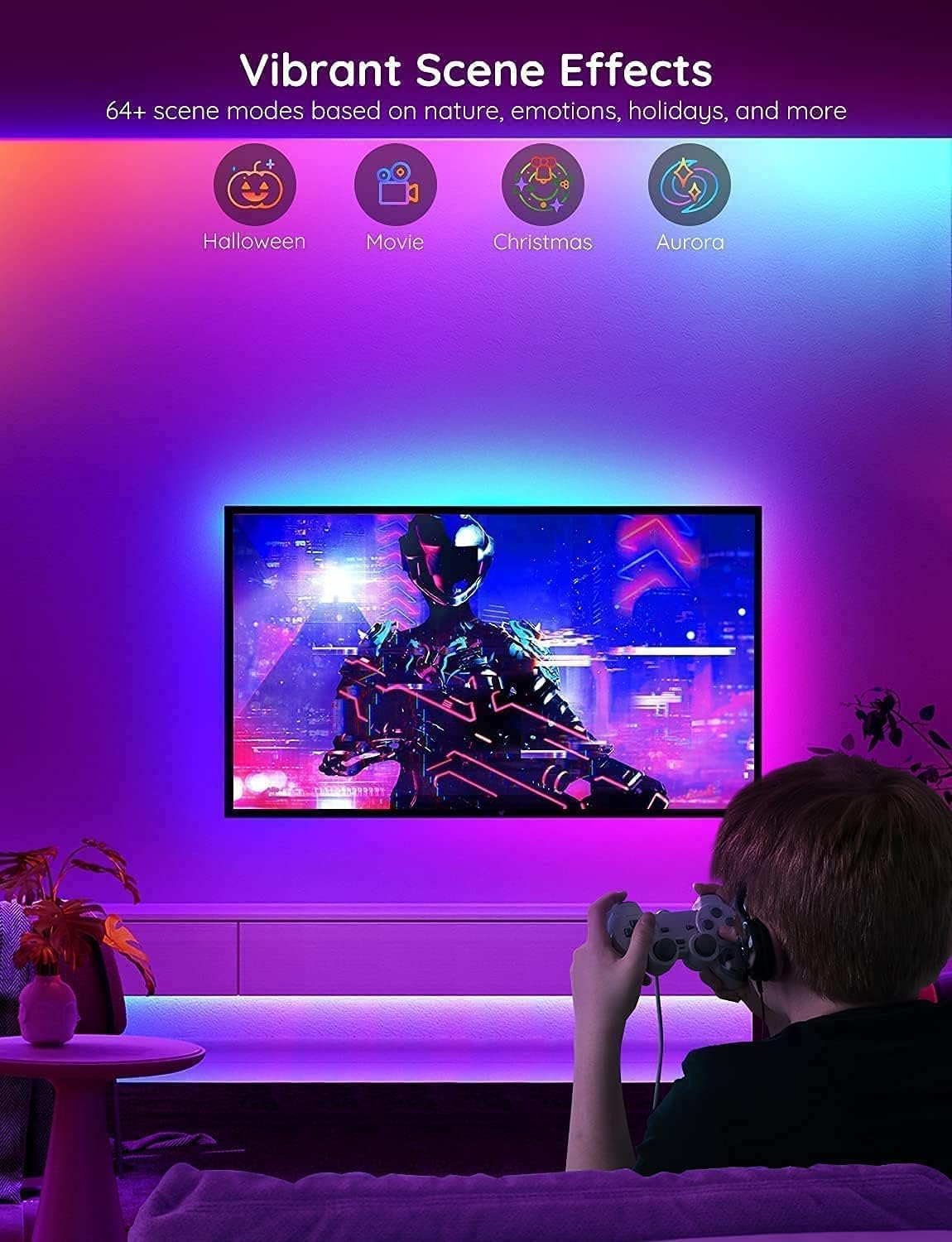Govee RGBIC LED Strip Lights 100ft – Modern Bedroom Decor with Multi-Color Ambient Glow