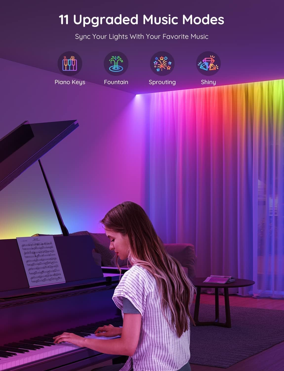 Govee RGBIC LED Strip Lights – Living Room Aesthetic Glow with 16M Colors and DIY Scenes, Smart Home Decor, 16.4ft