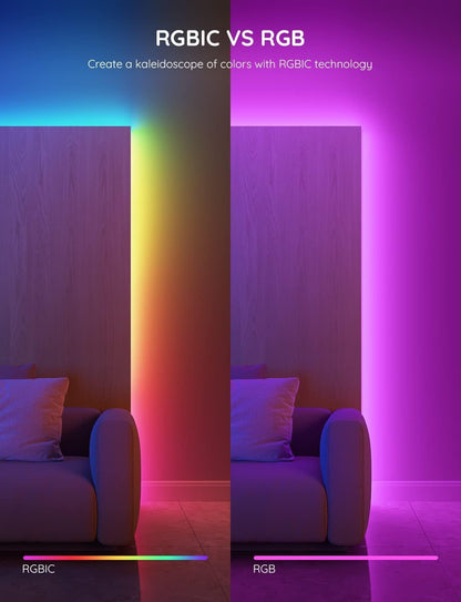 Govee RGBIC LED Strip Lights – Living Room Aesthetic Glow with 16M Colors and DIY Scenes, Smart Home Decor, 16.4ft