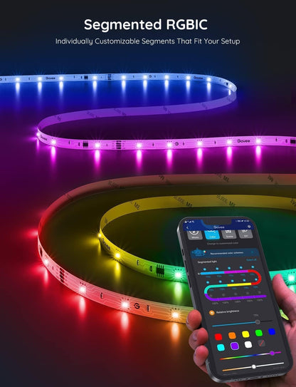 Govee RGBIC LED Strip Lights – Living Room Aesthetic Glow with 16M Colors and DIY Scenes, Smart Home Decor, 16.4ft