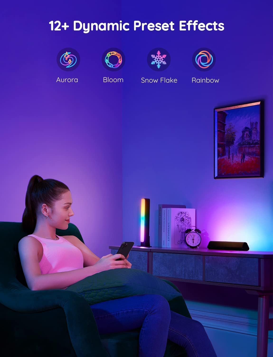 Govee Smart LED Light Bars as Birthday Gift for Him, RGBICWW WiFi TV Backlight with Alexa and Music Sync for Gamers