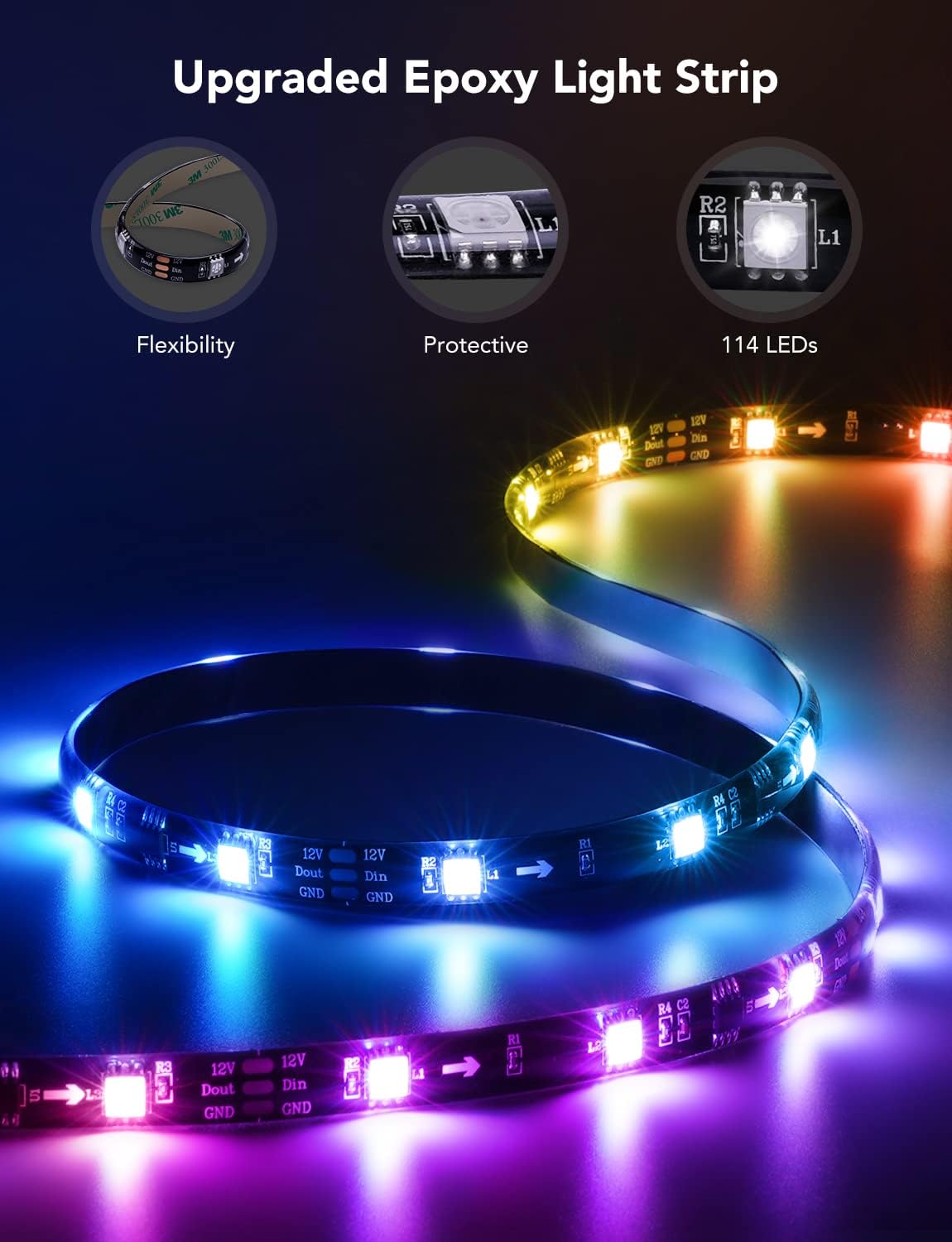 Govee TV LED Backlight – Cool-to-Touch Family Room Accent Lighting Safe Around Kids for 55-65 Inch TVs