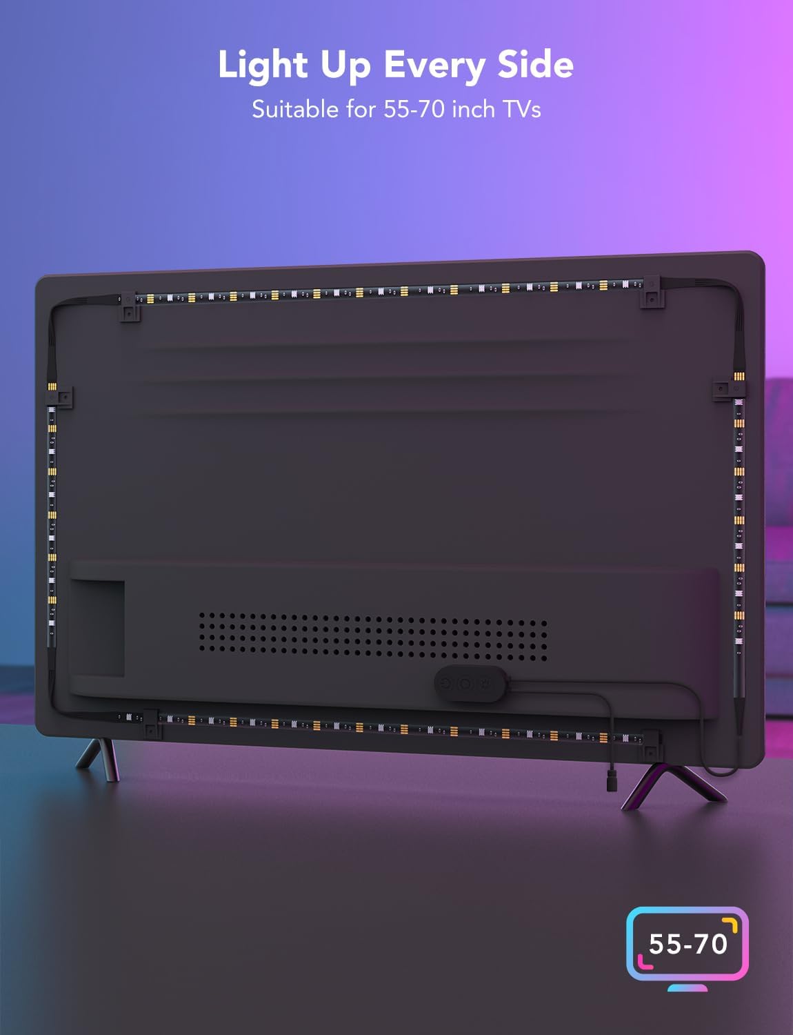Govee TV LED Backlight – Cool-to-Touch Family Room Accent Lighting Safe Around Kids for 55-65 Inch TVs