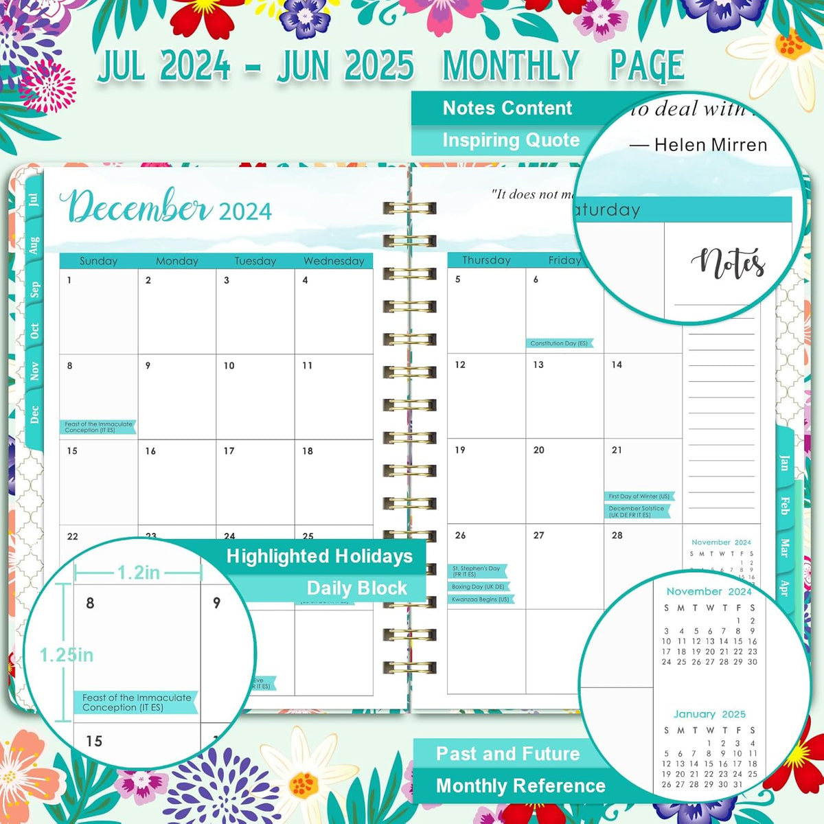 Graduation Gift Planner July 2026 to June 2027 with Inner Pocket and Elastic Closure, Practical High School and College Organizer