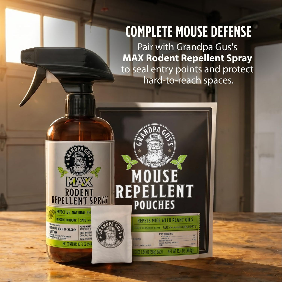 Grandpa Gus's Mouse Repellent Pouches for Pet-Safe Home Defense, Poison-Free Peppermint and Cinnamon Sachets
