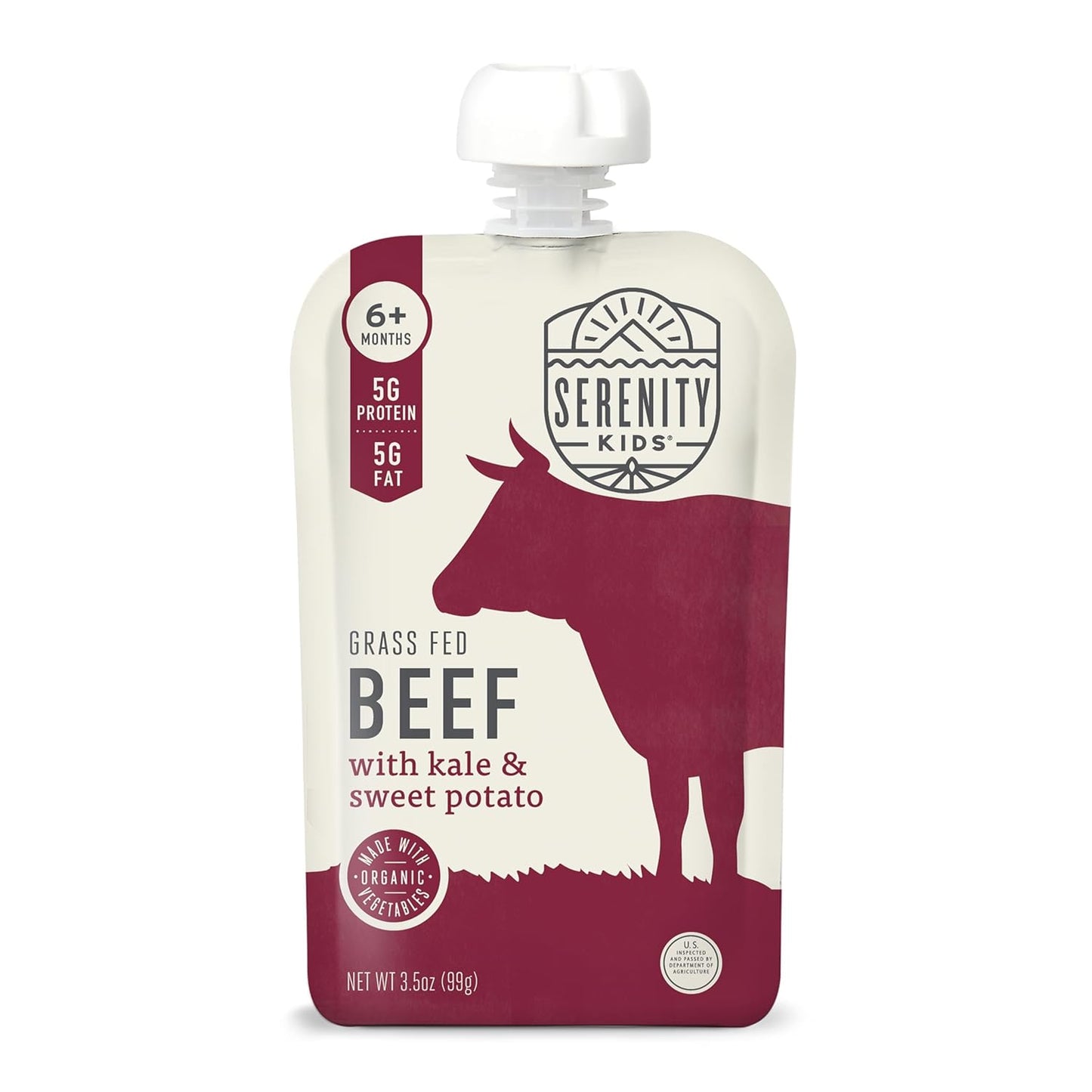grass-fed beef as primary protein source with organic sweet potato and kale
