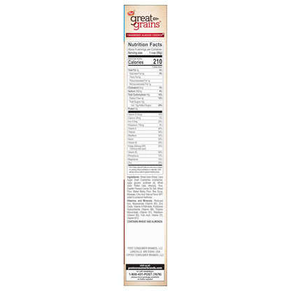 Great Grains Cranberry Almond Crunch Cereal – Fast Weekday Breakfast for Home Office Focus, 17 oz Box