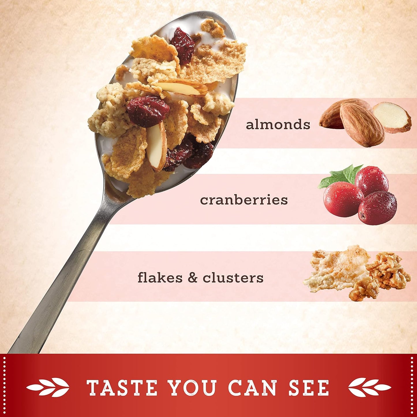 Great Grains Cranberry Almond Crunch Cereal – Quick Sustained-Energy Breakfast for Busy Workdays, 14 oz Box