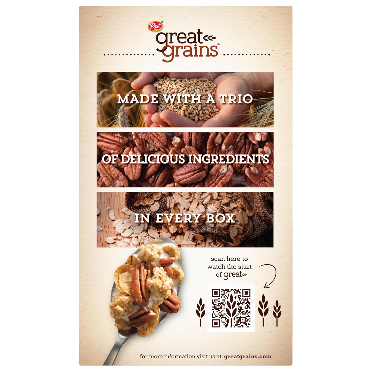 Great Grains Crunchy Pecans Cereal – Quick Whole Grain Breakfast for Busy Home Office Mornings