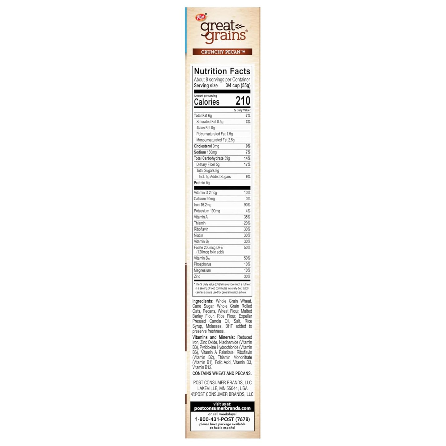 Great Grains Crunchy Pecans Cereal – Quick Whole Grain Breakfast for Busy Home Office Mornings