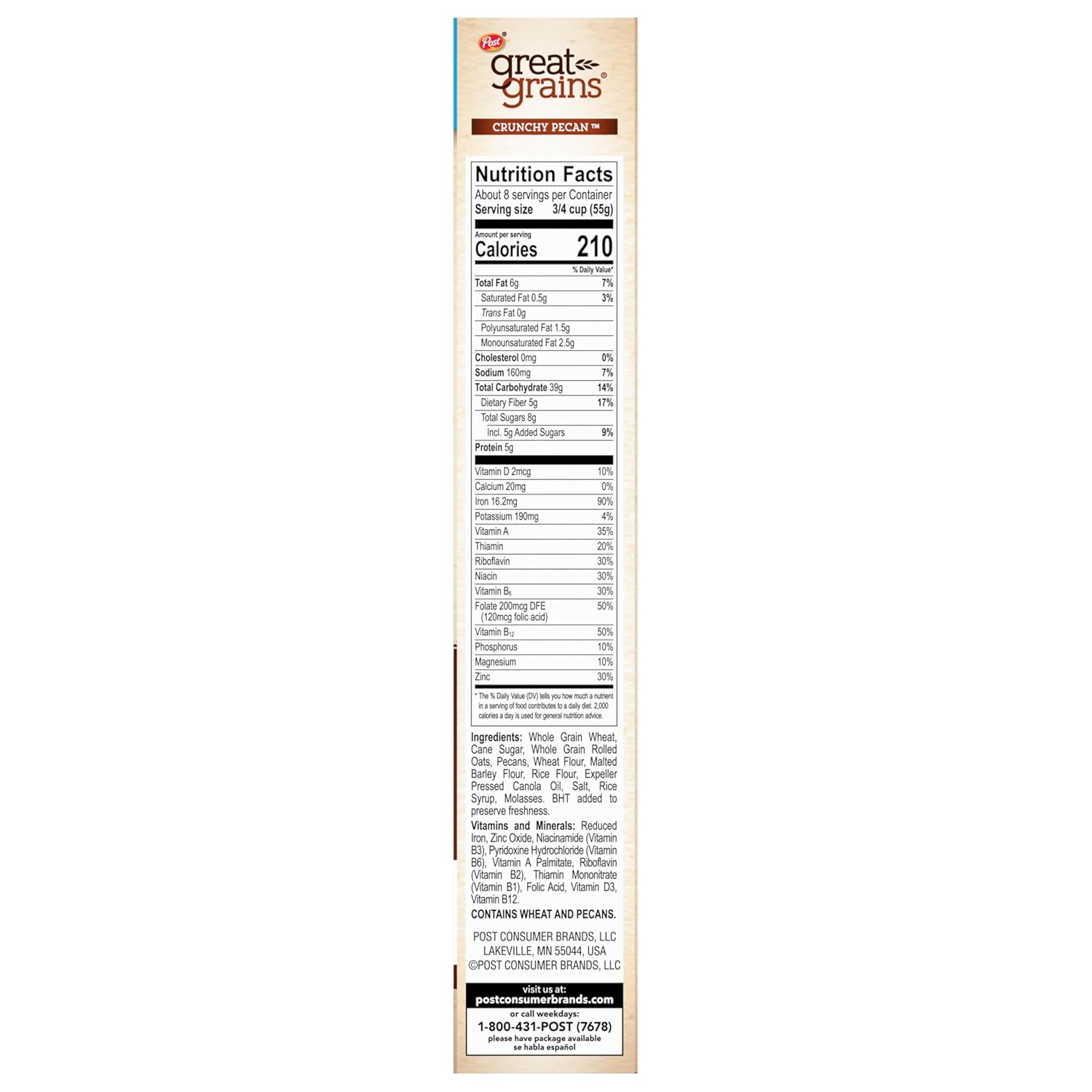 Great Grains Crunchy Pecans Cereal – Quick Whole Grain Breakfast for Busy Home Office Mornings