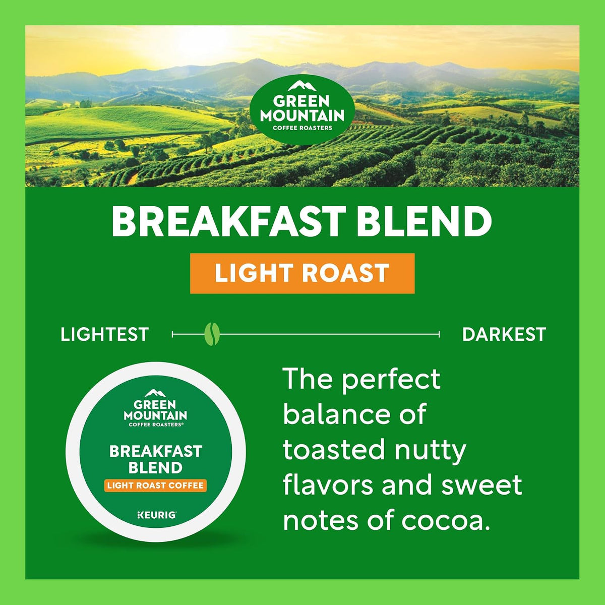Green Mountain Coffee Roasters Breakfast Blend K-Cup Pods – Birthday Coffee Gift for Coffee Loving Friends, 96 Count