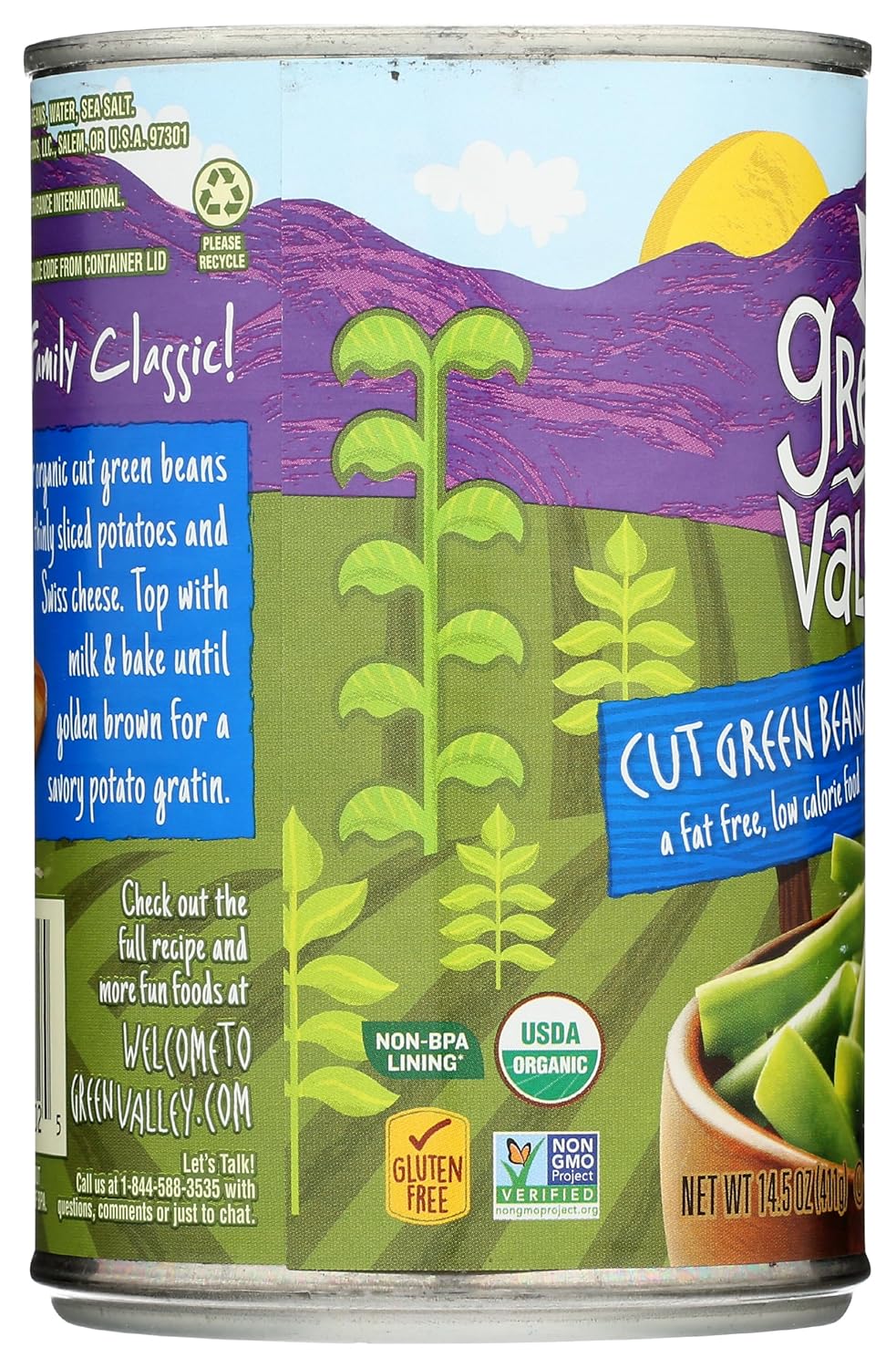 Green Valley Organic Cut Green Beans – 5-Minute Pre-Cut Side Dish for Efficient Weeknight Meal Prep, 14.5 oz