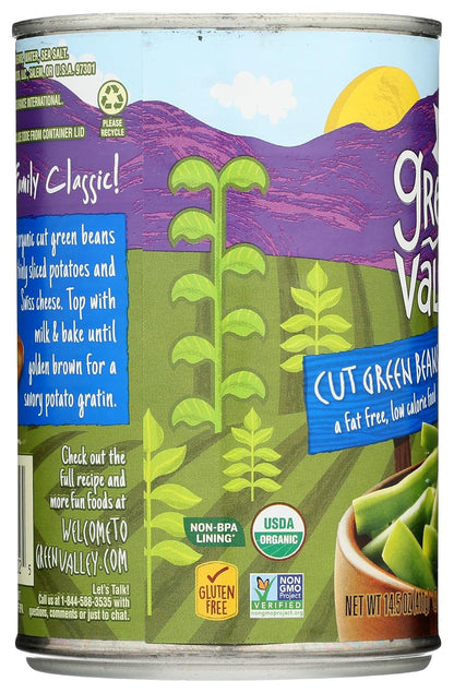 Green Valley Organic Cut Green Beans – 5-Minute Pre-Cut Side Dish for Efficient Weeknight Meal Prep, 14.5 oz