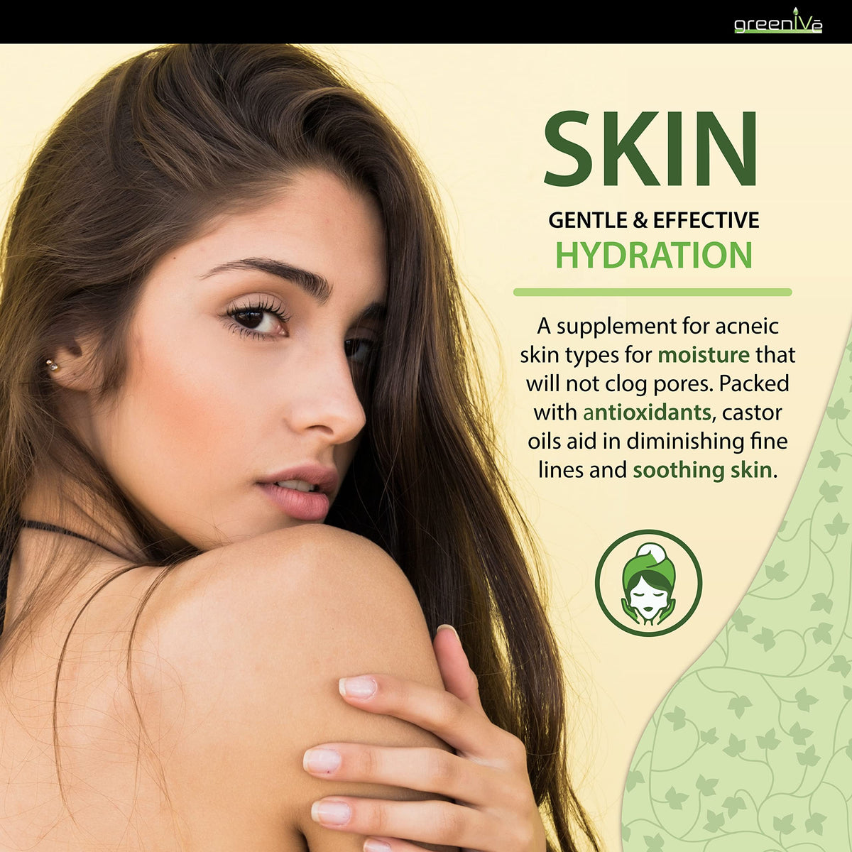 GreenIVe Hexane-Free Castor Oil – Mindful Evening Routine for Hair, Skin, and Liver Support, 4oz with Wand