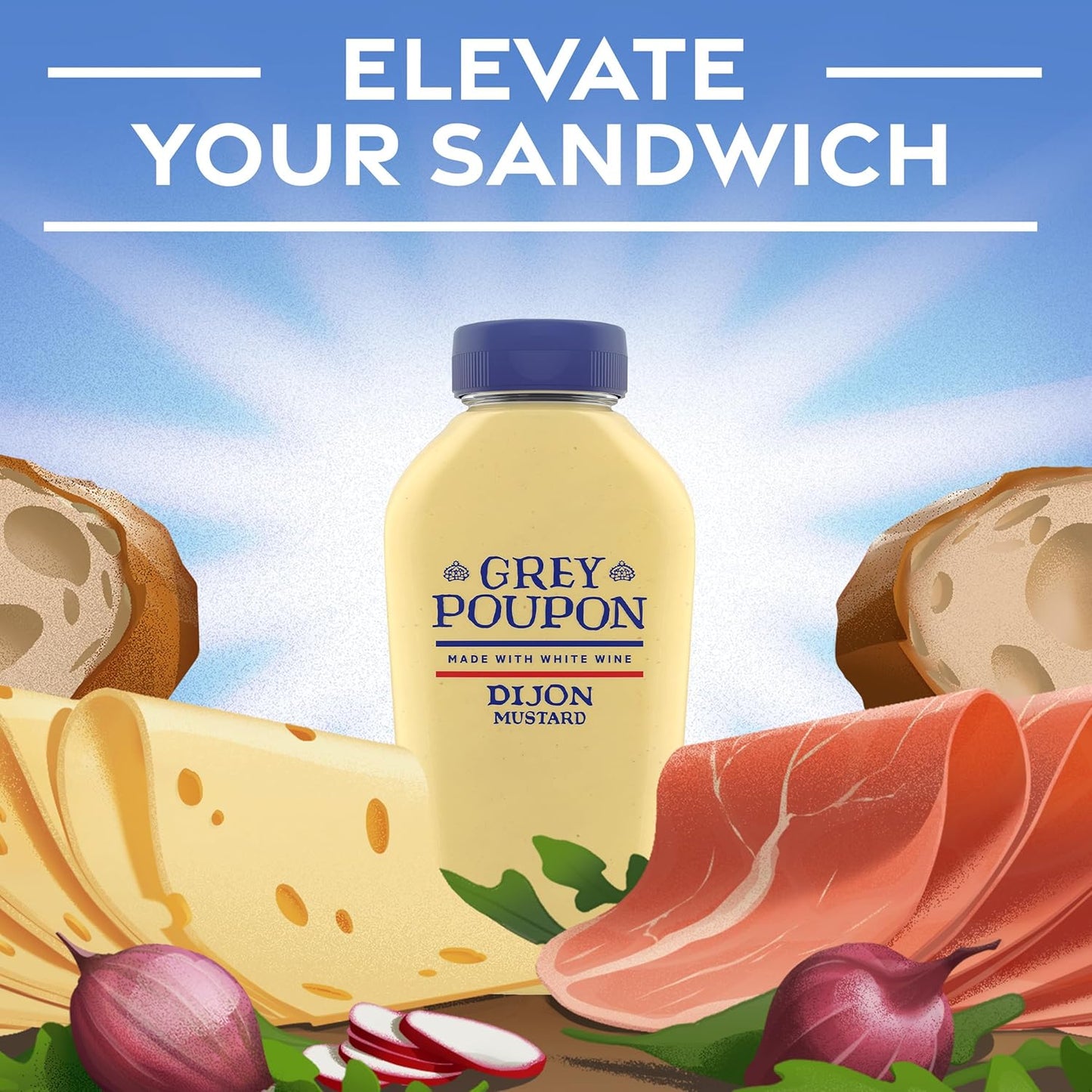 Grey Poupon Dijon Mustard – Gourmet Condiment for the Refined Home Kitchen, Perfect for Charcuterie and Fine Sandwiches