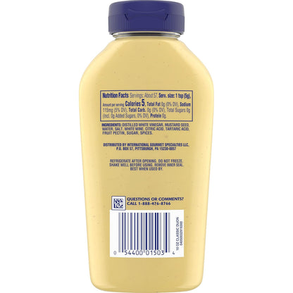 Grey Poupon Dijon Mustard – Gourmet Condiment for the Refined Home Kitchen, Perfect for Charcuterie and Fine Sandwiches