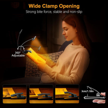 Gritin Rechargeable Kids Book Light for Bedtime Reading – Safe Clip On Lamp for Children's Room and Nursery Story Time