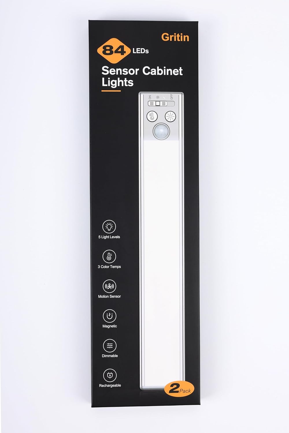 Gritin Under Cabinet Lighting - Hands-Free Motion Sensor Night Light for Stairwell and Bathroom Pathway