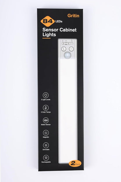 Gritin Under Cabinet Lighting - Hands-Free Motion Sensor Night Light for Stairwell and Bathroom Pathway