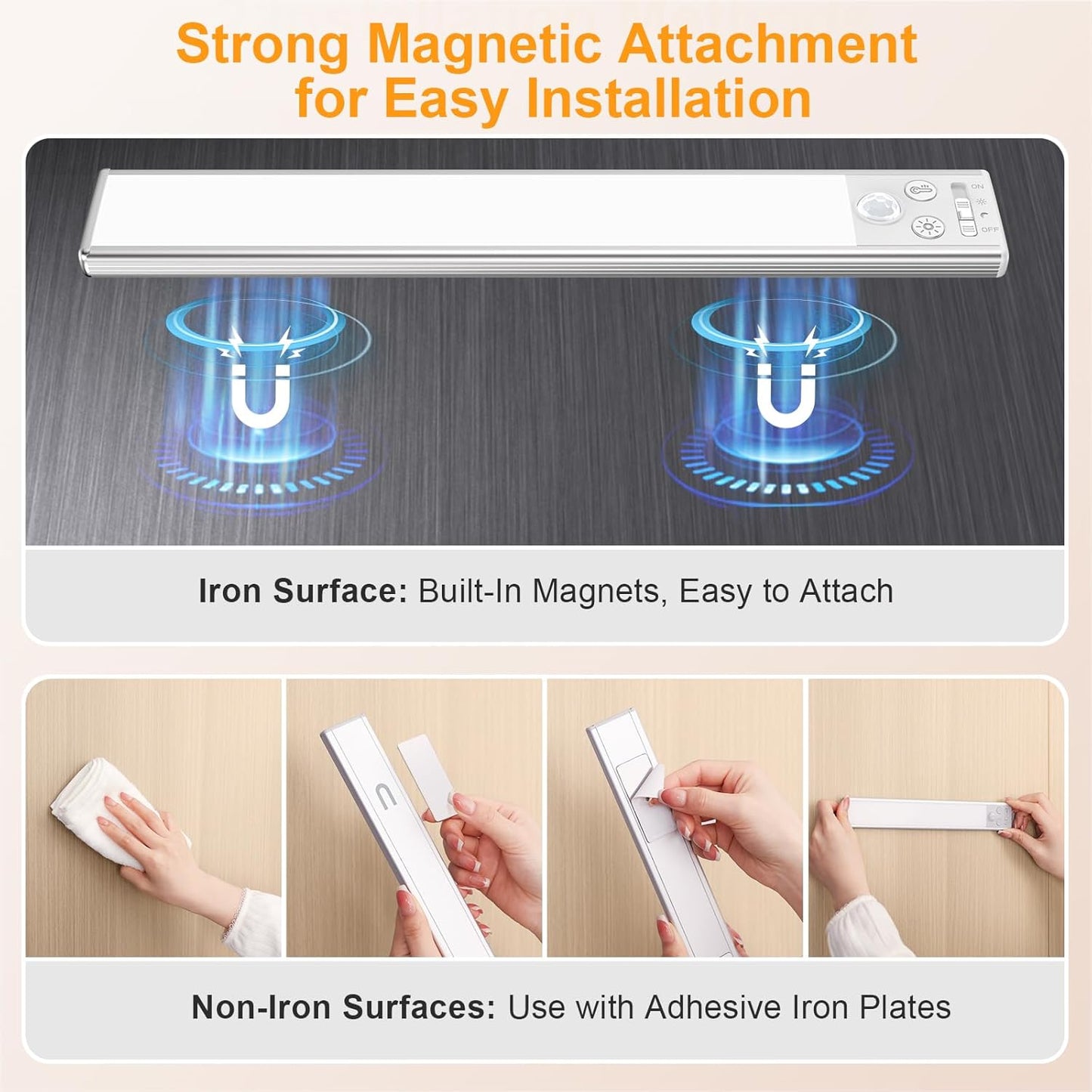 Gritin Under Cabinet Lighting - Hands-Free Motion Sensor Night Light for Stairwell and Bathroom Pathway