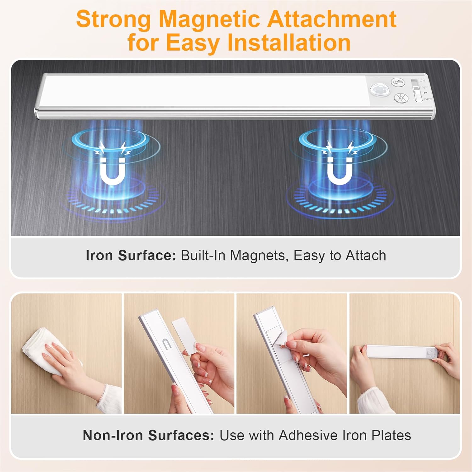 Gritin Under Cabinet Lighting - Hands-Free Motion Sensor Night Light for Stairwell and Bathroom Pathway