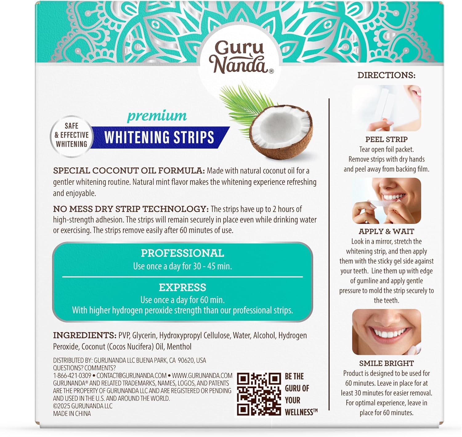 GuruNanda Teeth Whitening Strips – Travel-Ready Touch-Up Kit for Hotel Bathrooms on the Go