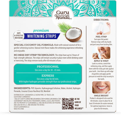 GuruNanda Teeth Whitening Strips – Travel-Ready Touch-Up Kit for Hotel Bathrooms on the Go