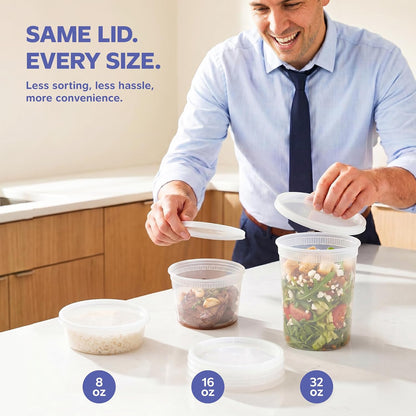 GUSTO 32 oz Plastic Deli Containers with Lids – Simple See-Through Storage for Less-Is-More Home Living