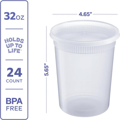 GUSTO 32 oz Plastic Deli Containers with Lids – Simple See-Through Storage for Less-Is-More Home Living