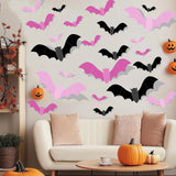 Halloween Gift for Her and Him – 72 Piece 3D Bat Wall Decal Set, Removable PVC Stickers for Spooky Season Enthusiasts
