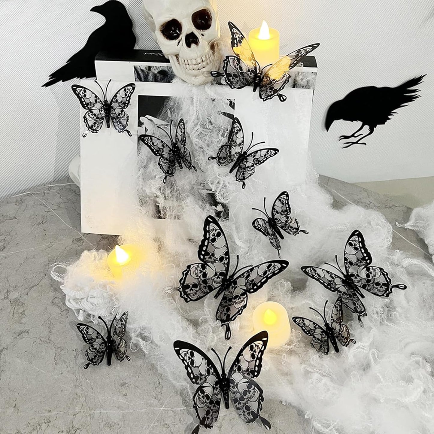 Halloween Gift for Her and Him – 72 Piece 3D Bat Wall Decal Set, Removable PVC Stickers for Spooky Season Enthusiasts