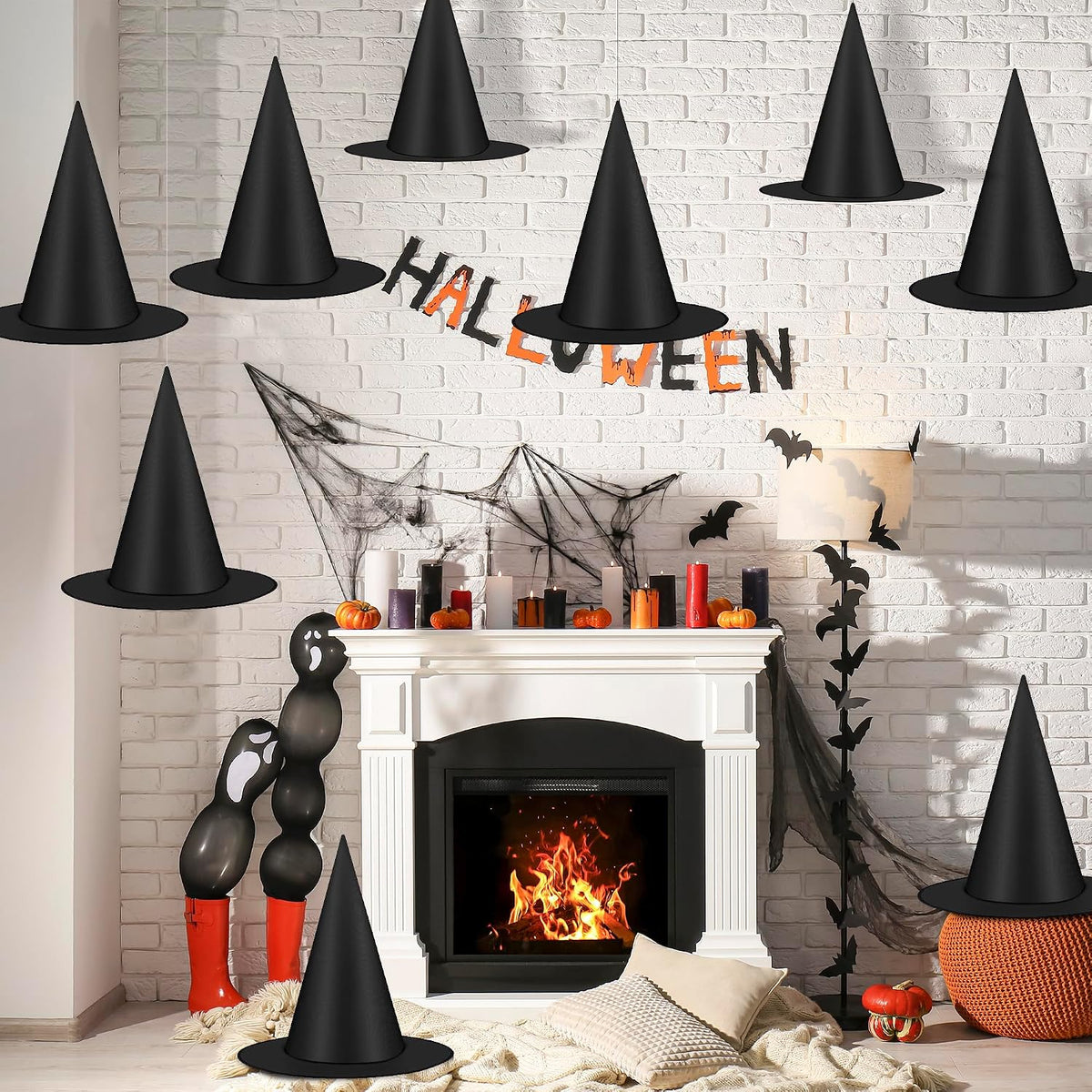 Halloween Hanging Witch Hat Set – Fun Seasonal Gift for Hosts and Party Planners 12 Pack