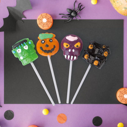 Halloween Lollipops Bulk Pack for Kids Goody Bags - Individually Wrapped Pumpkin and Monster Lollipop Variety for Trick or Treat