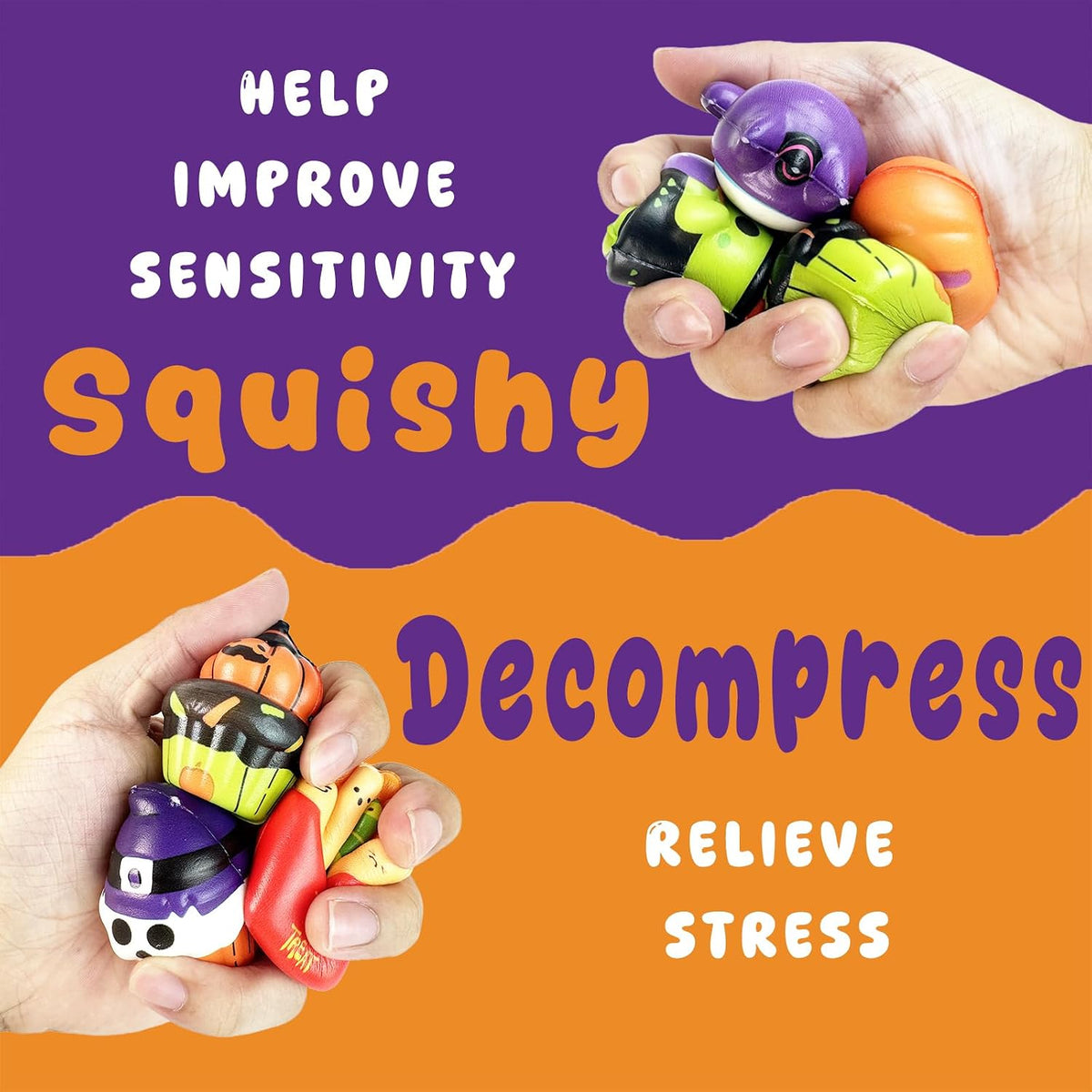 Halloween Squishies Slow Rising Toys – Adult Stress Relief Fidget for Home Office Desk and Break Room Use