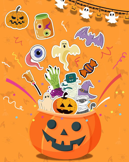 Halloween Stickers for Kids – 300 Piece Safe Vinyl Sticker Pack for Classroom Rewards and Party Favors