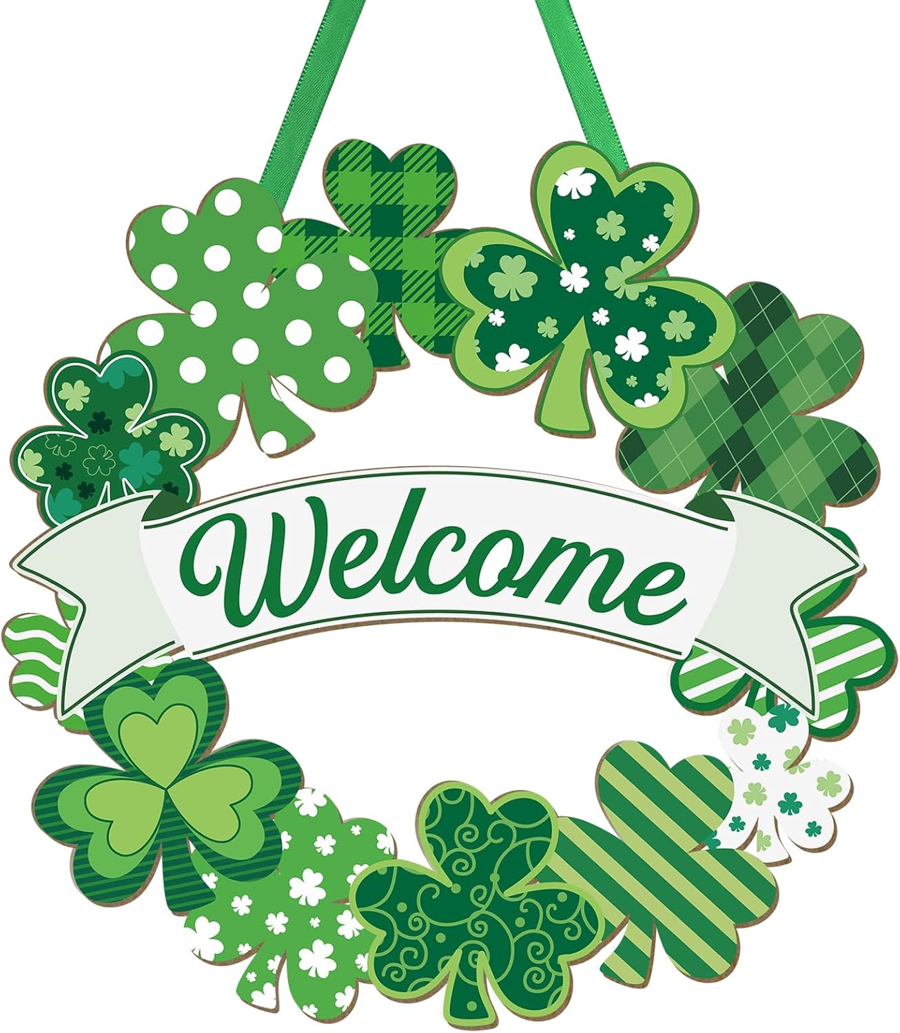 handcrafted wood material with shamrock/clover motif