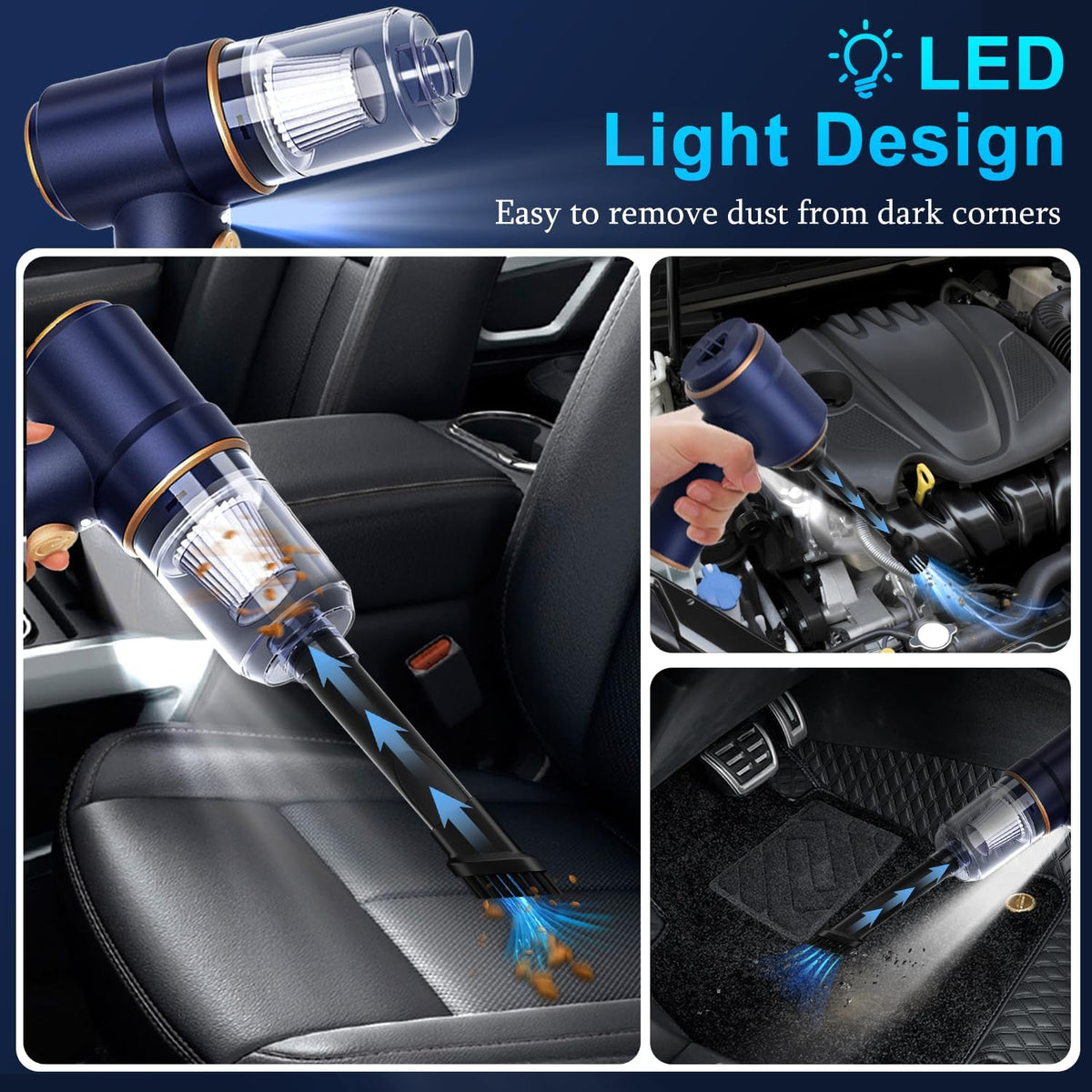 Handheld Car Vacuum Cleaner, Cordless Handheld Vacuum and Air Duster – Home Office Desk Cleaner for Remote Workers