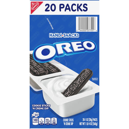 Handi-Snacks OREO Cookie Sticks 'N Creme Dip Snack Packs for Kids Lunchboxes and After-School Snacking, 20 Individually Wrapped Packs