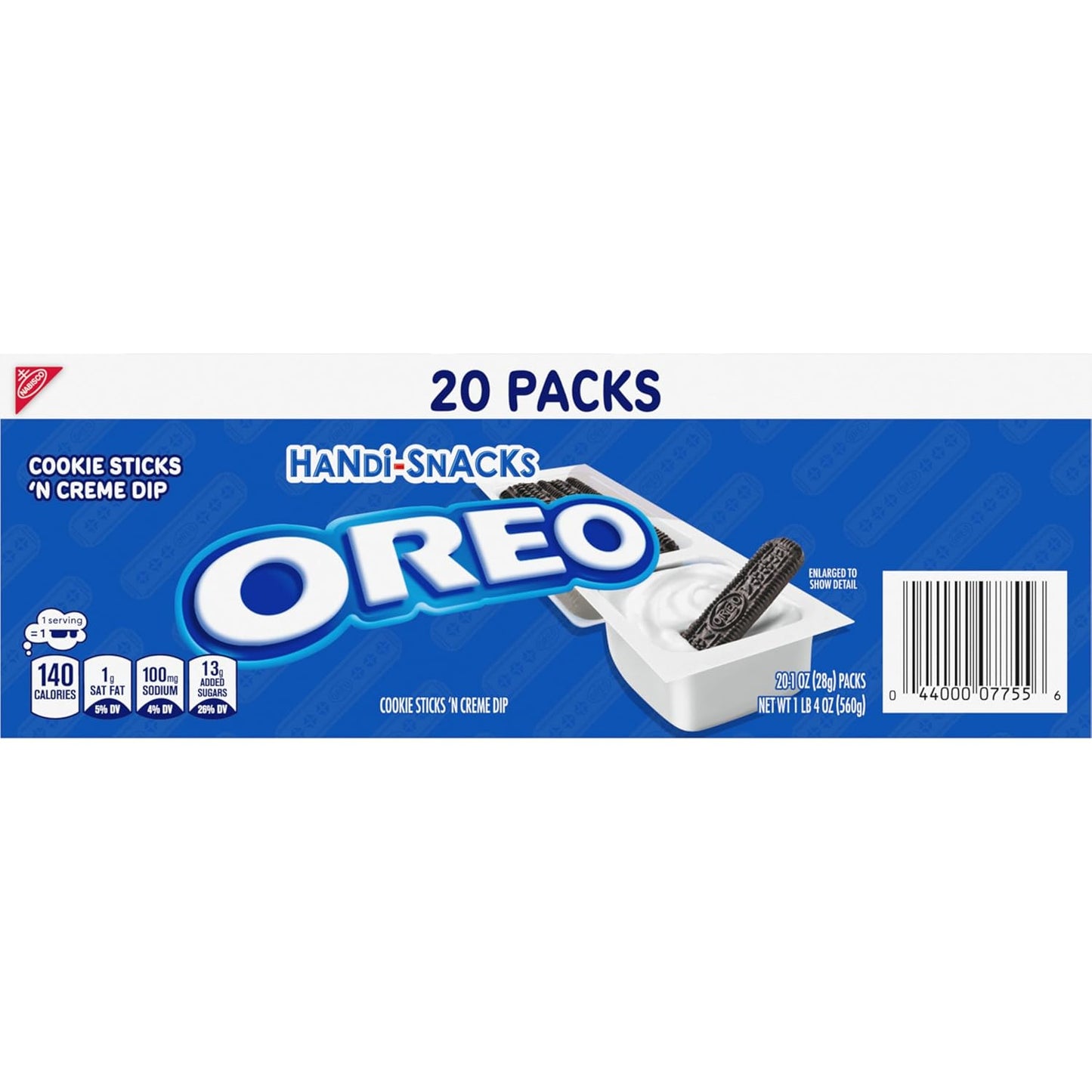 Handi-Snacks OREO Cookie Sticks 'N Creme Dip Snack Packs for Kids Lunchboxes and After-School Snacking, 20 Individually Wrapped Packs