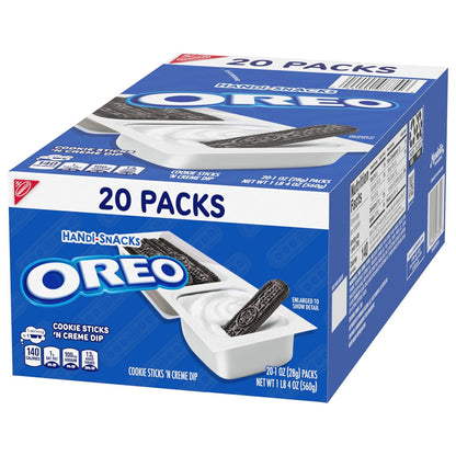 Handi-Snacks OREO Cookie Sticks 'N Creme Dip Snack Packs for Kids Lunchboxes and After-School Snacking, 20 Individually Wrapped Packs