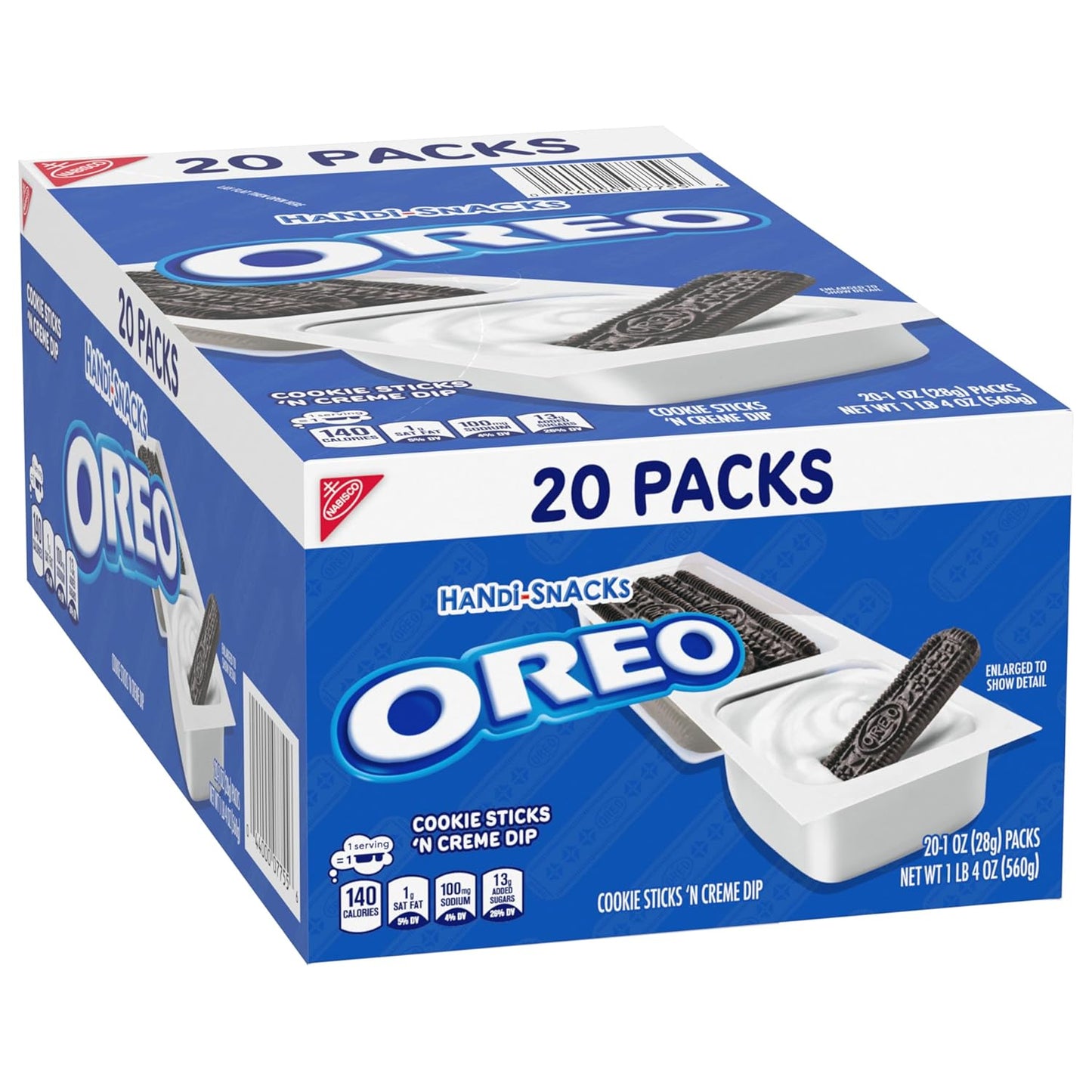 Handi-Snacks OREO Cookie Sticks 'N Creme Dip Snack Packs for Kids Lunchboxes and After-School Snacking, 20 Individually Wrapped Packs
