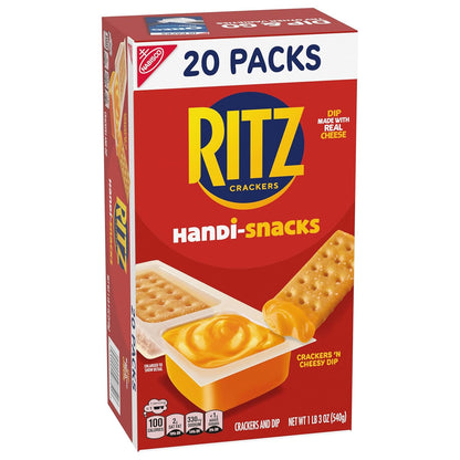 Handi-Snacks RITZ Crackers and Cheese Dip Snack Packs – Lunchbox Snack for Kids School Cafeteria, 20 Single-Serve