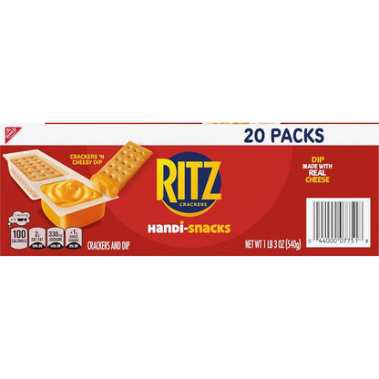 Handi-Snacks RITZ Crackers and Cheese Dip Snack Packs – Lunchbox Snack for Kids School Cafeteria, 20 Single-Serve