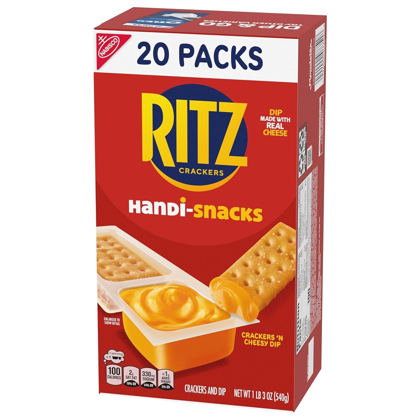 Handi-Snacks RITZ Crackers and Cheese Dip Snack Packs – Lunchbox Snack for Kids School Cafeteria, 20 Single-Serve