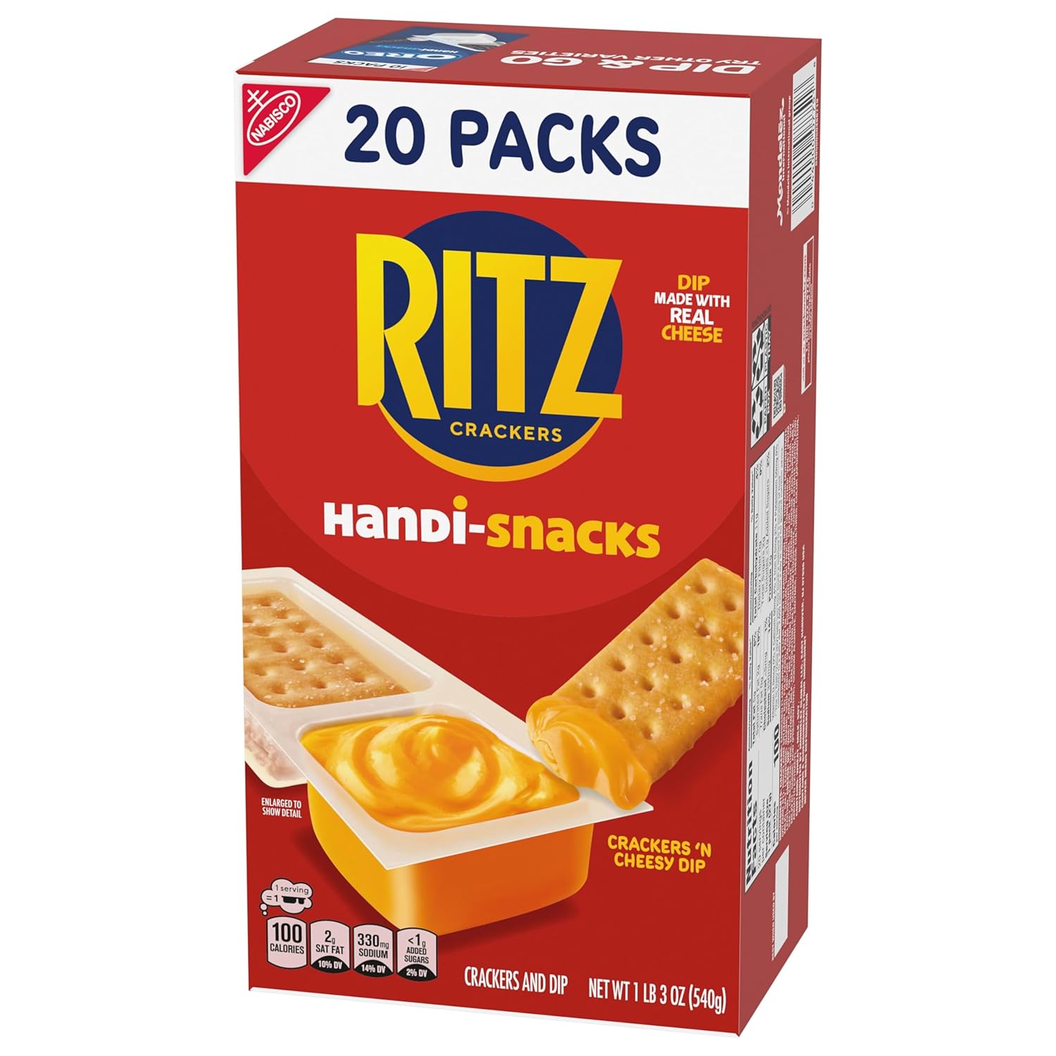 Handi-Snacks RITZ Crackers and Cheese Dip Snack Packs – Lunchbox Snack for Kids School Cafeteria, 20 Single-Serve